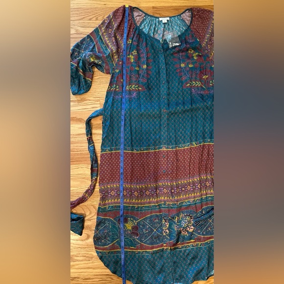 Sundance La Villette Midi Dress - Silky Texture - Boho Blue/Burgundy - Sz Medium - Picture 13 of 14